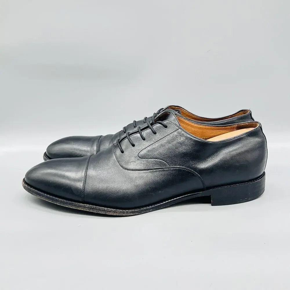 Beckett Simonon Shoes Mens 14 Black Leather Cap Toe Lace Up Oxford Dress Formal
